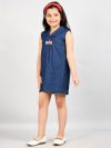 Denim Gathered Frock Dress For Kids