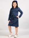 Denim Collar Shirt Dress For Kids