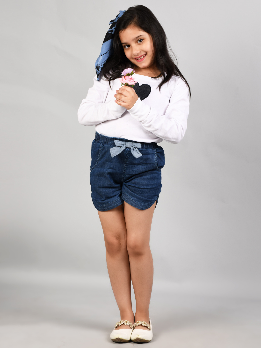 Denim Slit Shorts Easy Wear For Kids